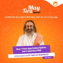 Load image into Gallery viewer, Gurudev Birthday Special AOL App Offer. 1 Year plus 3 Months Free.
