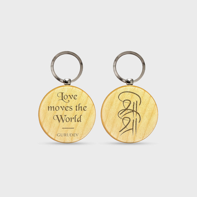 Sri Sri Wooden Keychain – Round